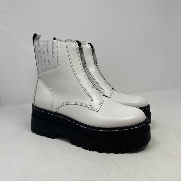 Marc Fisher Prisco Lug Sole Platform Boot Leather Cream Ivory White - NWT - Picture 4 of 13